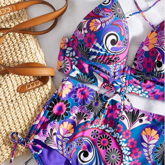 Salt + Cove Women's Floral Print High Waist Bikini Bottoms - Size: XS - NWT - Picture 2 of 11